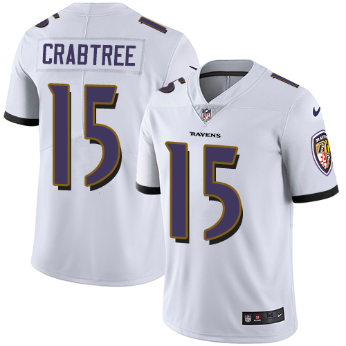 Nike Ravens #15 Michael Crabtree White Men's Stitched NFL Vapor Untouchable Limited Jersey